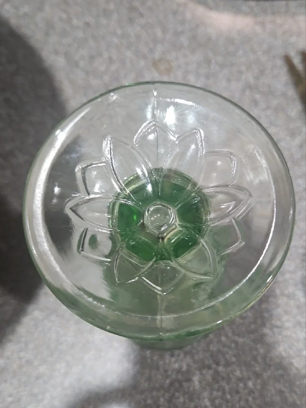 Vintage Tiara Green Embossed Pressed Glass Goblets - Set of 4